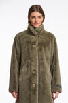 Nonna Single Breasted Fake Fur Coat Green Ash